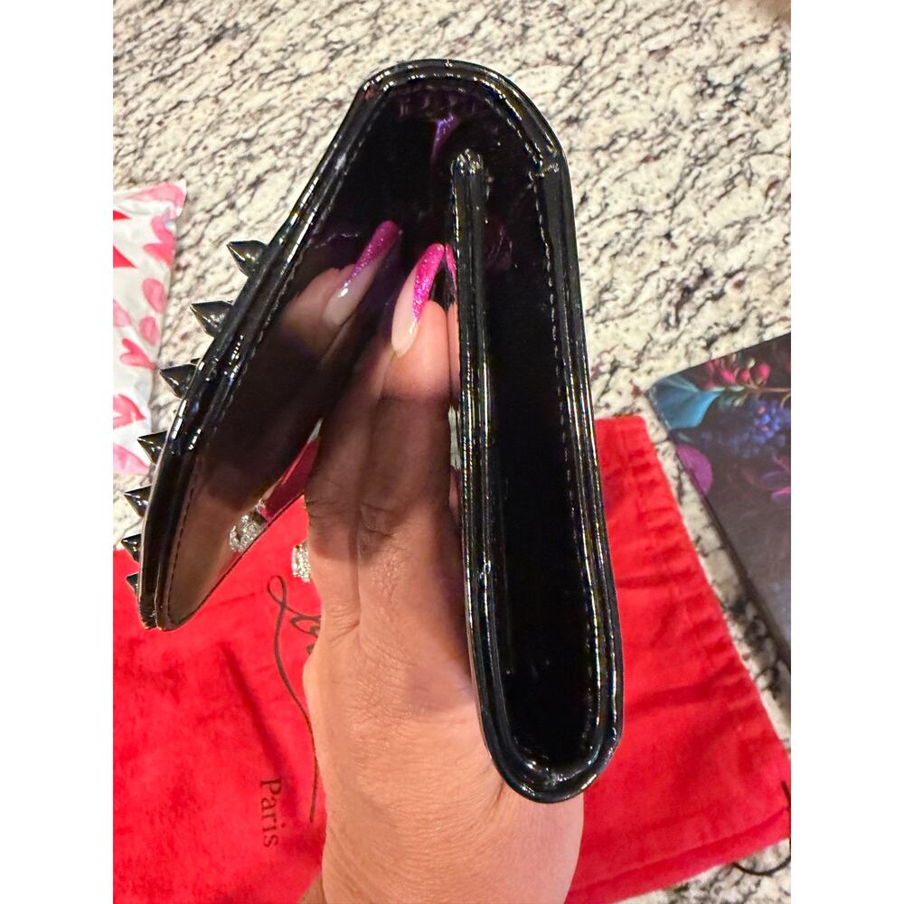 Christian Louboutin Pigalle spiked clutch black patent leather w black studs - Picture 3 of 8